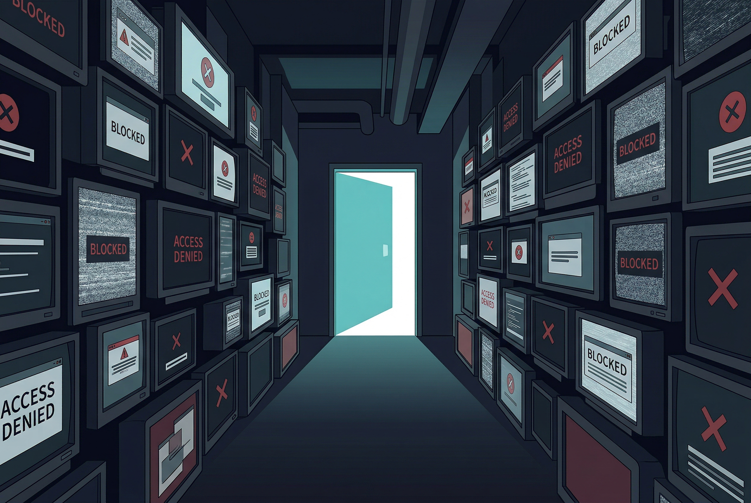 Blocked website warning screen concept